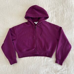 Athleta Forever Fleece Crop Full Zip Hoodie size SmallP in “Plum”